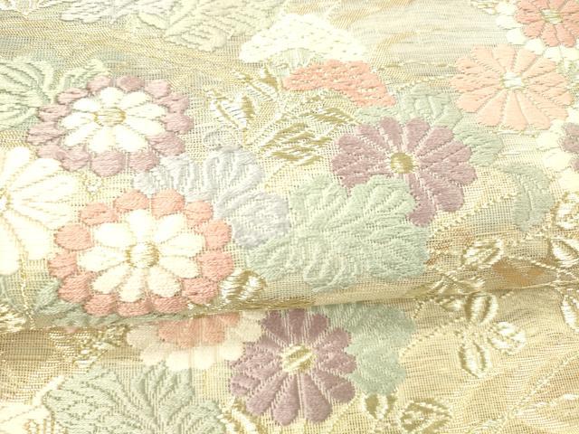 平和屋の平和屋着物＊夏物 六通柄袋帯 唐織 流水草花文 金糸 正絹 逸品 DABC8328cm｜アングル3