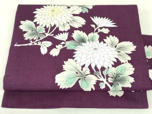 平和屋着物●九寸名古屋帯 紬地 枝菊文 桑の実色 金彩 正絹 逸品 DAAT7916ob 平和屋着物●九寸名古屋帯 紬地 枝菊文 桑の実色 金彩 正絹 逸品 DAAT7916ob