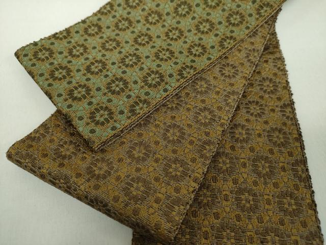 平和屋着物●男性　本場筑前博多織　両面　角帯　花丸文　正絹　逸品　未使用　DABI6353ps