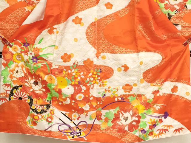 平和屋の平和屋着物[]七五三　女の子　7歳　祝着　四つ身　駒刺繍　花車文　金彩　AABF2372ja｜アングル3