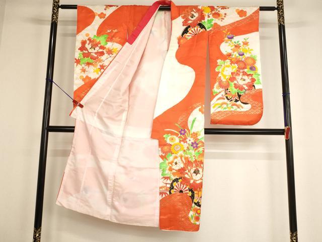 平和屋の平和屋着物[]七五三　女の子　7歳　祝着　四つ身　駒刺繍　花車文　金彩　AABF2372ja｜アングル2