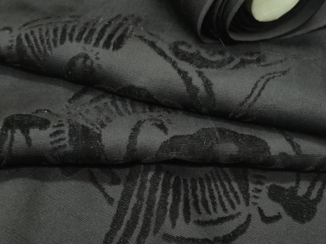 平和屋着物▼羽織　黒紋付　解き反物　黒生地　吉祥飛鳥文　モール織　羽尺　逸品　CAAV9741th