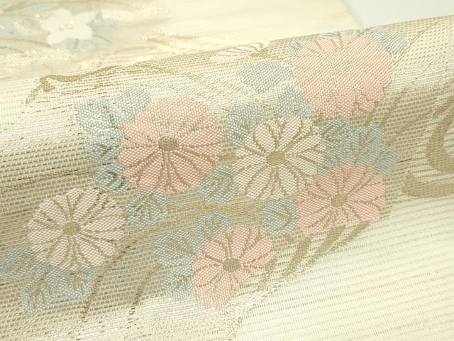 平和屋の平和屋着物＊夏物 六通柄袋帯 流水地紙草花文 金糸 正絹 逸品 CABF4661rv｜アングル3
