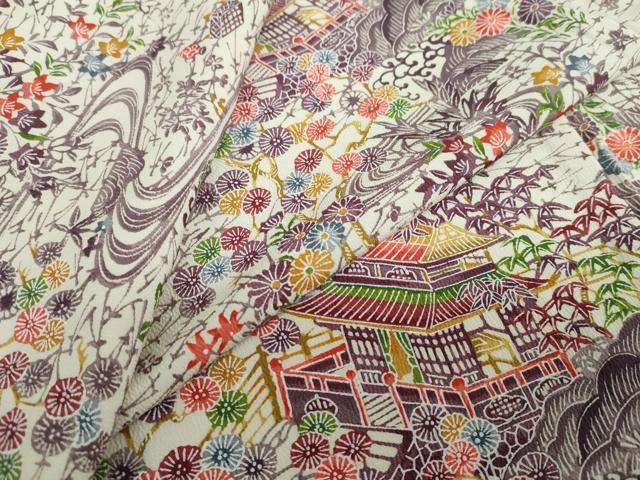 ■■■　サイズ　■■■ 身丈 151.5cm（肩から） 裄丈 64cm 袖丈 45cm　縫込み 3cm 袖幅 32.5cm 前幅 21.5cm 後幅 26.5cm 着物縫いこみ 内揚げ 0cm 裄 お袖側 約1cm　身頃側 約1cm ■■■　商品詳細　■■■ 【正絹】 状態は特に目立ったシミ汚れなどもなく大変良い状態です。 大変上質な逸品になります。 お安く出品致しますので、是非この機会にいかがでしょうか？ ■■■　注意事項　■■■ ■モニター発色の具合により色合いが異なる場合がございます。 ■寸法は多少の誤差が生じる場合がございますのでご了承ください。 ■縫込みの長さが左右非対称の場合は短い部分を記載しております。 左右非対称であってもご返品・お値引き等の保証は出来かねますので、ご了承の上ご購入をお願い致します。 ■シミ等のチェックには注意を払っておりますが、見落としがある場合もございますし、個人の見解も様々ですので神経質な方のご購入はお控えください。 ■箪笥に入っておりました着物や帯なので畳みシワや匂いがあるものもございます。 ■お休みは基本的に土日祝となりますが、その他臨時でお休みする場合がございますのでご了承ください。 ■商品の発送は平日のみの発送となります。 ■夜間と土曜、日曜日はお問い合わせの回答が遅れる場合がございます。 ■当店では、お直し、紋入れ、お手入れ等は承っておりません。 ■生地の状態（ヤケ、経年劣化等）によってはサイズ直しが出来ない場合がございます。 その点もどうかご了承のうえ、ご購入をお願いいたします。 ■弊社で取り扱う商品は一点ものにつき、時期や在庫状況に応じて金額が変更となる場合がございます。 ■検針は行っておりません。予めご了承いただきますようお願いいたします。 ■【洗える着物】と記載のある商品におきましては、商品お届け後に洗濯を行ってしまってからのご返品にはご対応しかねます。 念の為、専門店でのお手入れをお願いいたします。 ■着物のサイズ目安は下記を参考ください↓ ＜女性着物＞　お端折り次第で＋5cm　−1cmが着用可能サイズ 　例）身丈170cmの場合、身長160cm〜175cm ＜男性着物＞　身丈＋約25cm〜27cm程が適応身長 　例）身丈155cmの場合、身長180〜182cm
