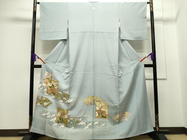 平和屋着物■豪華色留袖　駒刺繍　色紙重ね地紙菊松花文　金彩　正絹　逸品　CAAM8859ng