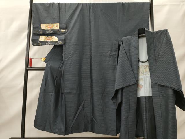 平和屋着物■男性 本場大島紬 アンサンブル 抽象文 証紙付き 正絹 逸品 AAAP8577iu