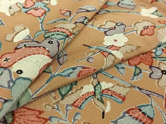 Kimono - 平和屋着物▽上質な小紋　単衣　花鳥文　正絹　逸品　AABE5194jh