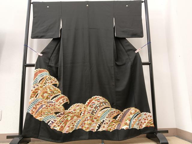 平和屋着物■豪華黒留袖　立波松竹梅花文　金彩　正絹　逸品　BAAO6814my