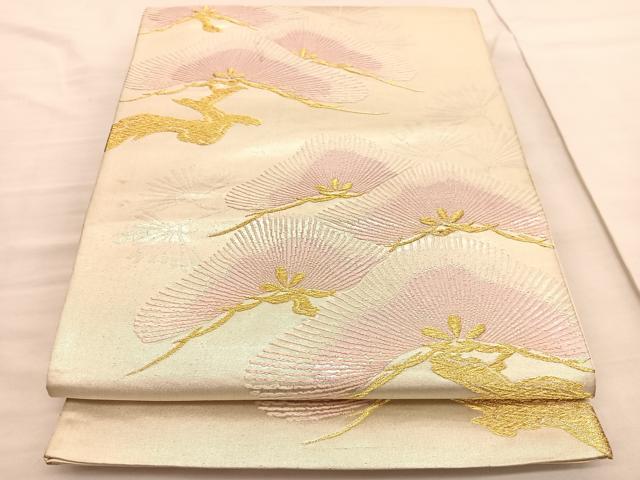 平和屋着物◎六通柄袋帯　唐織　老松　金銀糸　正絹　逸品　BAAV1901hv