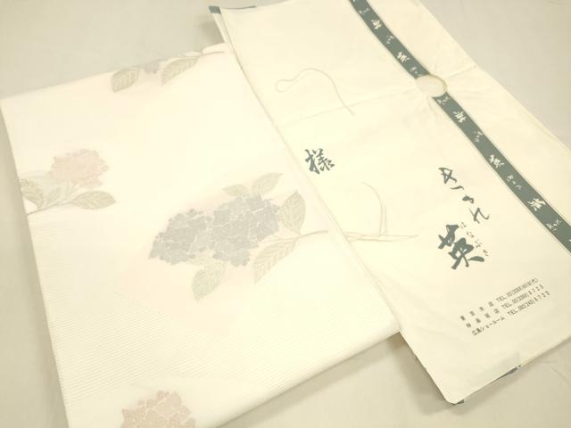 乐天商城 - 平和屋着物＊夏物　西陣　川島織物　洗える最高級着物　＜英＞はなぶさ謹製　六通柄　京袋帯　紫陽花　銀糸　たとう紙付き　DABA0688cm