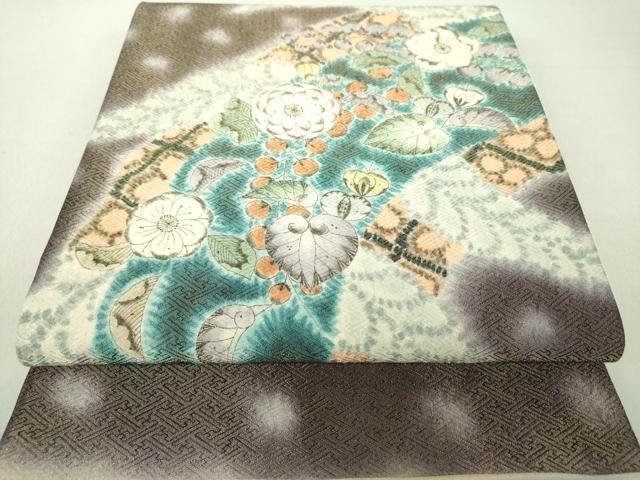 平和屋着物●太鼓柄袋帯　絞り　辻が花　金通し地　正絹　逸品　未使用　DAAV6148ps