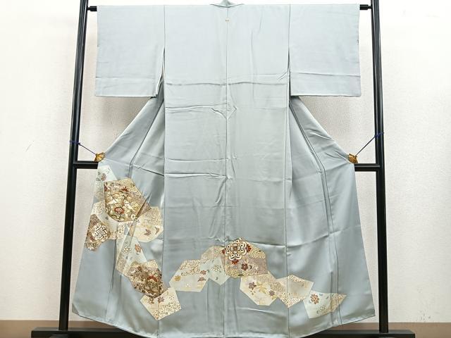 平和屋着物■豪華色留袖 駒刺繍 向かい鳥花唐草文 金彩 正絹 逸品 BAAN5950ct