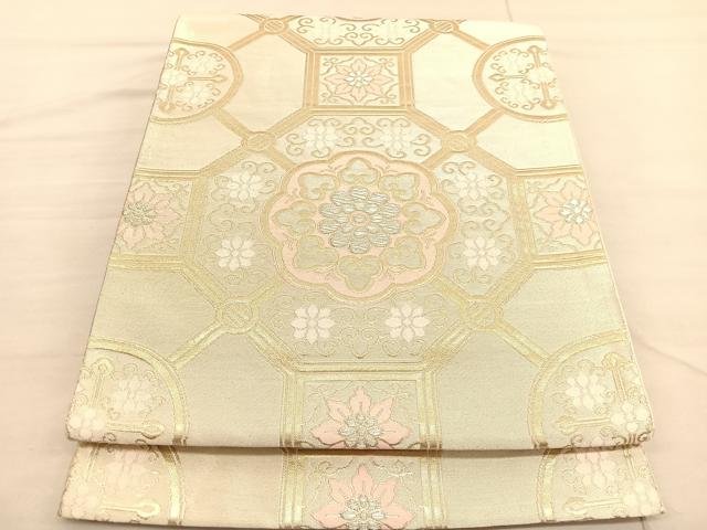 平和屋着物◎六通柄袋帯　蜀江花文　金銀糸　三越扱い　正絹　逸品　BAAV1839hv