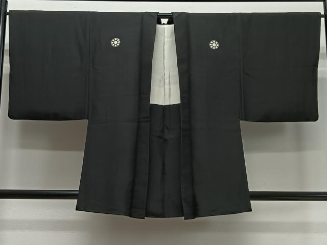 平和屋着物∞男性　羽織　黒紋付　正絹　逸品　CABD4692ua