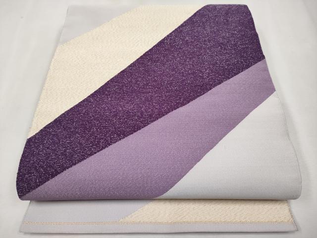 平和屋本店■極上　人間国宝　森口華弘　蒔糊友禅　蒔糊散らし　爪掻き本綴れ　八寸名古屋帯　斜線文　金糸　三越扱い　逸品　CYAA2824s5