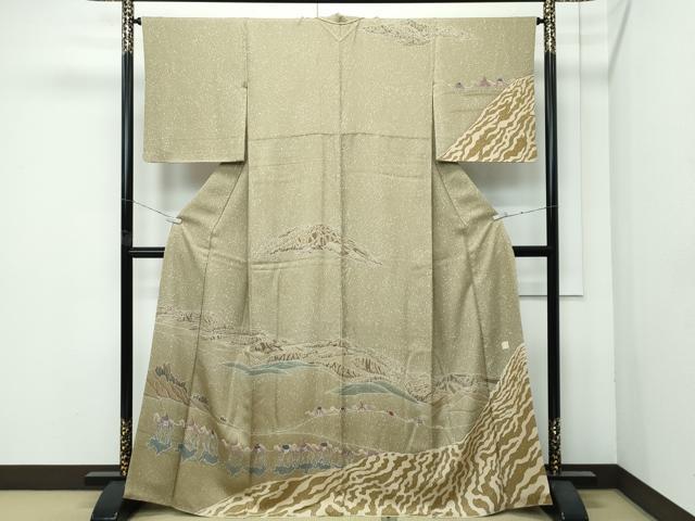 平和屋着物●極上　倉染匠　猟彩友禅作家　倉翔篁　訪問着　シルクロード　油色地　逸品　CZAA4790s6