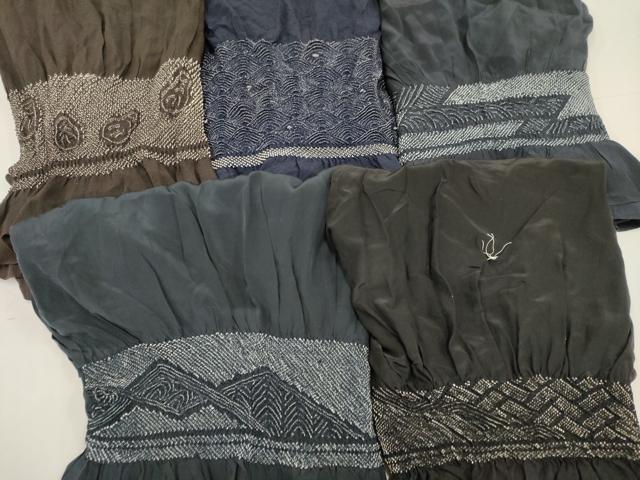 平和屋着物■男性 和装小物 兵児帯5点セット 中抜き 絞り 立波文 遠山文 幾何学文様 全て正絹 逸品 AAAP6532uw