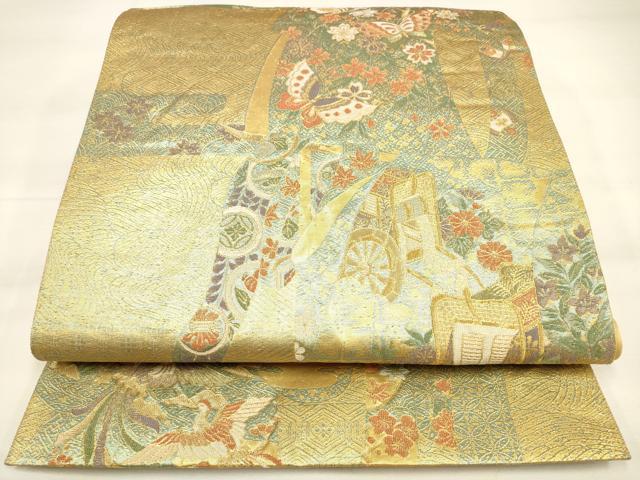 ■■■　サイズ　■■■ 長さ 430cm 幅 31cm程 ■■■　商品詳細　■■■ 【正絹】 詳細に関しましては、画像をご確認ください。 大変上質な逸品になります。 お安く出品致しますので、是非この機会にいかがでしょうか？ ■■■　注意事項　■■■ ■モニター発色の具合により色合いが異なる場合がございます。 ■寸法は多少の誤差が生じる場合がございますのでご了承ください。 ■縫込みの長さが左右非対称の場合は短い部分を記載しております。 左右非対称であってもご返品・お値引き等の保証は出来かねますので、ご了承の上ご購入をお願い致します。 ■シミ等のチェックには注意を払っておりますが、見落としがある場合もございますし、個人の見解も様々ですので神経質な方のご購入はお控えください。 ■箪笥に入っておりました着物や帯なので畳みシワや匂いがあるものもございます。 ■お休みは基本的に土日祝となりますが、その他臨時でお休みする場合がございますのでご了承ください。 ■商品の発送は平日のみの発送となります。 ■夜間と土曜、日曜日はお問い合わせの回答が遅れる場合がございます。 ■当店では、お直し、紋入れ、お手入れ等は承っておりません。 ■生地の状態（ヤケ、経年劣化等）によってはサイズ直しが出来ない場合がございます。 その点もどうかご了承のうえ、ご購入をお願いいたします。 ■弊社で取り扱う商品は一点ものにつき、時期や在庫状況に応じて金額が変更となる場合がございます。 ■検針は行っておりません。予めご了承いただきますようお願いいたします。 ■【洗える着物】と記載のある商品におきましては、商品お届け後に洗濯を行ってしまってからのご返品にはご対応しかねます。 念の為、専門店でのお手入れをお願いいたします。 ■着物のサイズ目安は下記を参考ください↓ ＜女性着物＞　お端折り次第で＋5cm　−1cmが着用可能サイズ 　例）身丈170cmの場合、身長160cm〜175cm ＜男性着物＞　身丈＋約25cm〜27cm程が適応身長 　例）身丈155cmの場合、身長180〜182cm