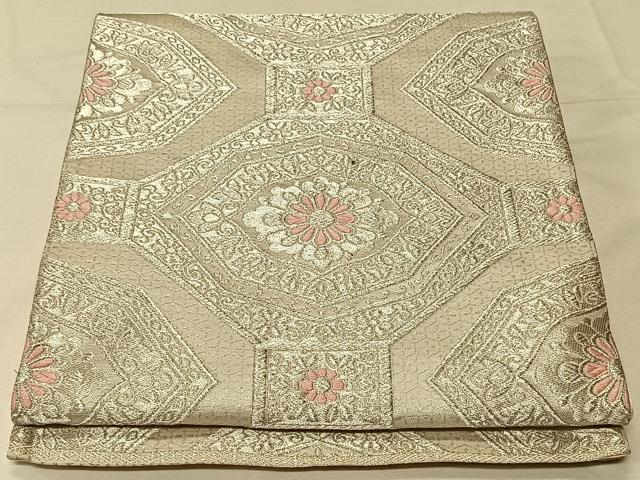平和屋着物◎六通柄袋帯　唐織　更紗　蜀江花文　銀糸　正絹　逸品　CAAV1881qv