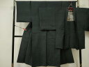 平和屋着物■男性 紬 アンサンブル 暗黒色 正絹 逸品 DAAL8109ob