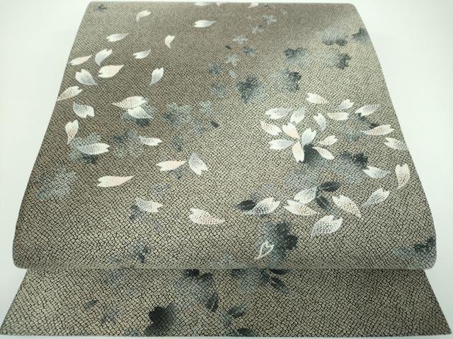 平和屋着物●極上　中国人間国宝　将雪英　中国三大刺繍　相良刺繍　袋帯　舞桜　正絹　逸品　未使用　DABB4077ps