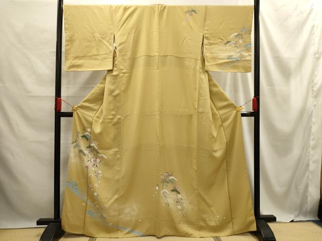 平和屋着物■訪問着 流水草花文 暈し染め 金彩 正絹 逸品 AABE6596sx
