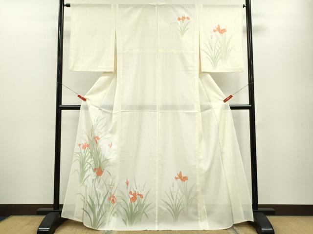 平和屋着物＊夏物 訪問着 絽 燕子花 金彩 洗える着物 CABB2166ze