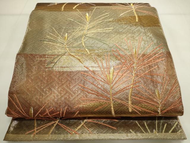 平和屋着物◎佐賀錦　六通柄袋帯　綾都久紫　エ霞松文　金銀糸　正絹　逸品　DAAL3375qp