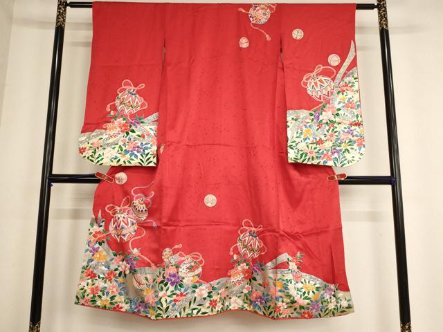 平和屋着物[]七五三　女の子　3歳　祝着　三つ身　鈴花文　金彩　AABE2127ja
