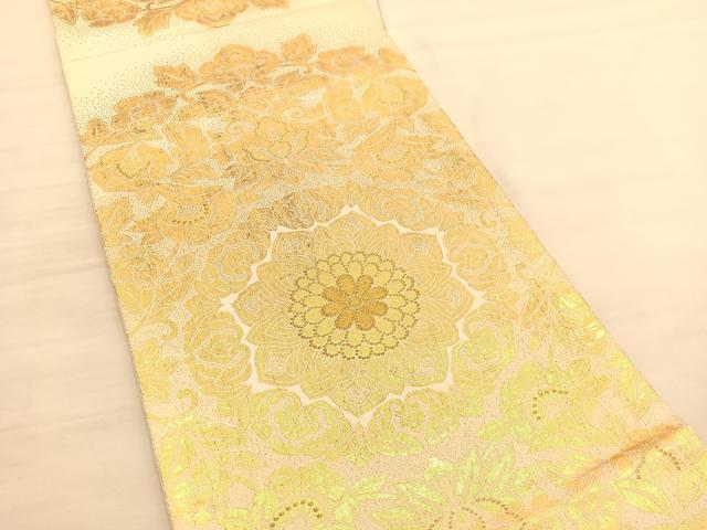 平和屋着物◎六通柄袋帯　飾花文　金糸　正絹　逸品　BAAV1723hv