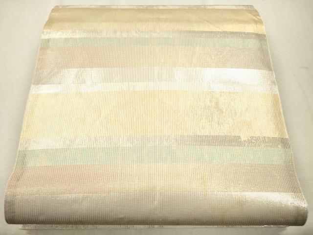 平和屋着物＊夏物　六通柄袋帯　横段文　金銀糸　引箔　正絹　逸品　CAAV4806eg