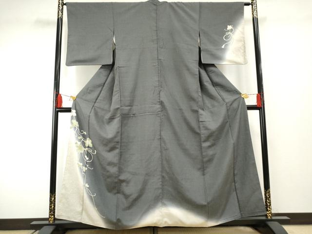 乐天商城 - 平和屋着物●訪問着　紬地　蔦の葉文　正絹　逸品　AABF2044cs