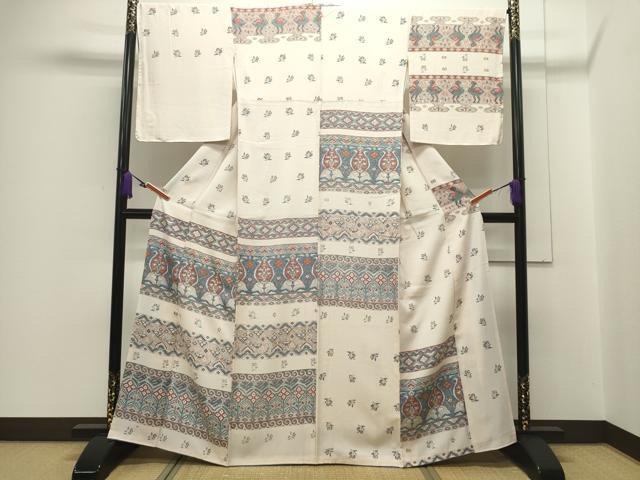 平和屋着物■訪問着 横段洋花文 正絹 逸品 CAAL0260ng
