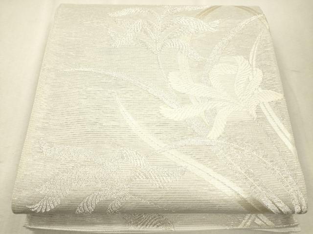 平和屋着物＊夏物 六通柄袋帯 草花文 銀糸 正絹 逸品 CAAU4348eg