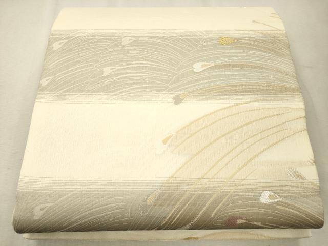 平和屋着物＊夏物　六通柄袋帯　横段孔雀羽文　金銀糸　正絹　逸品　CAAU4357eg