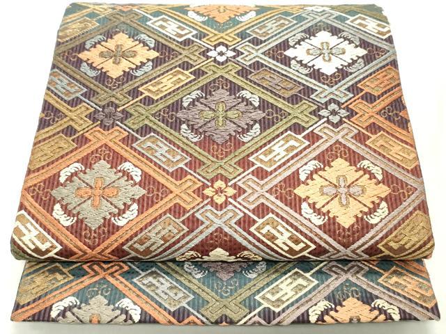 平和屋着物●六通柄袋帯　唐織　花菱文　金糸　正絹　逸品　DAAZ3093ob