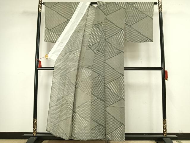 平和屋着物＊夏物　小紋　絽　切り嵌め文　正絹　逸品　AAAX5252fy