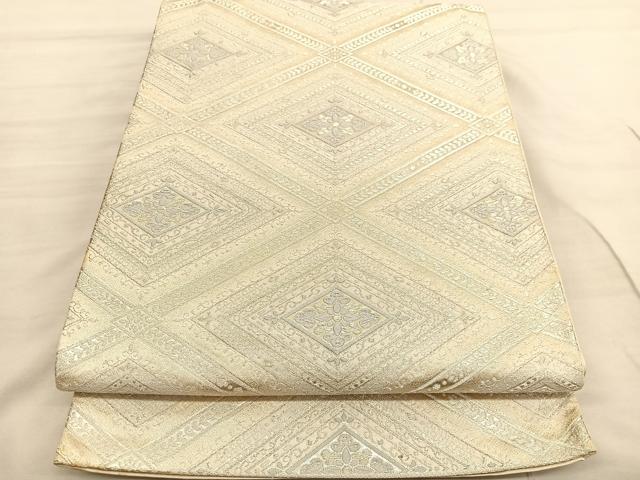 平和屋着物◎六通柄袋帯 唐織 花菱文 銀糸 正絹 逸品 BAAV1735hv
