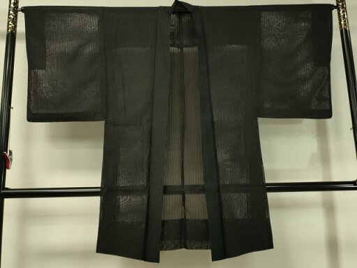 平和屋着物▽男性 長羽織 スリーシーズン 春夏秋 塵除け 縦絽 黒地 正絹 逸品 CAAT7416vp 平和屋着物▽男性 長羽織 スリーシーズン 春夏秋 塵除け 縦絽 黒地 正絹 逸品 CAAT7416vp