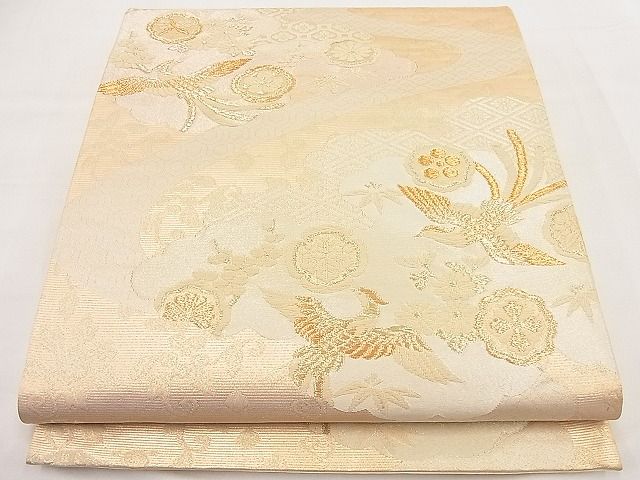 平和屋着物■六通柄袋帯　雲取り鳳凰吉祥花文　金糸　逸品　n-ip1270