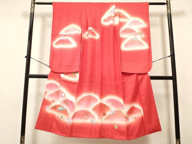 Kimono （For Girls） - 平和屋着物[]七五三　女の子　7歳　祝着　四つ身　刺繍　重ね山宝尽くし文　暈し染め　金銀彩　逸品　DAAY3484ma