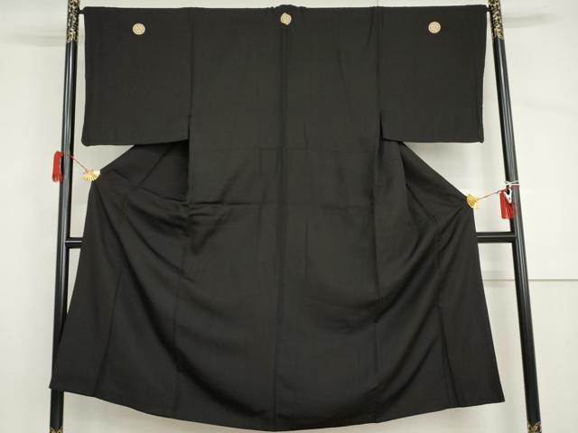 平和屋着物●男性　黒紋付　正絹　逸品　AABH8950cs