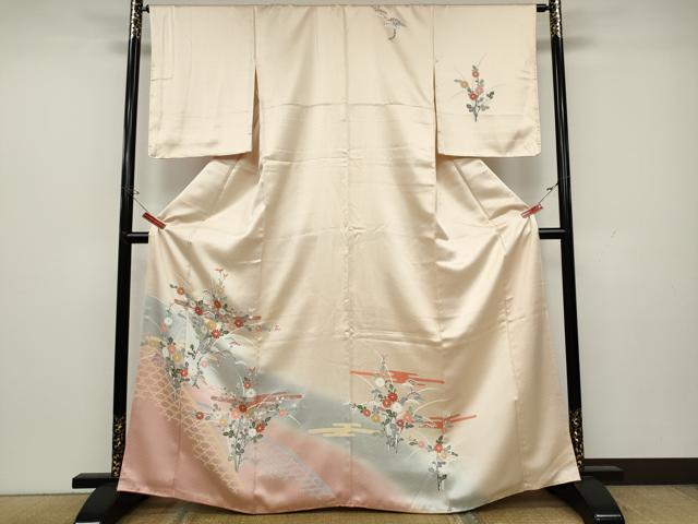 平和屋着物●訪問着 エ霞竹垣草花文 暈し染め 金彩 正絹 逸品 未使用 CAAX4681ut