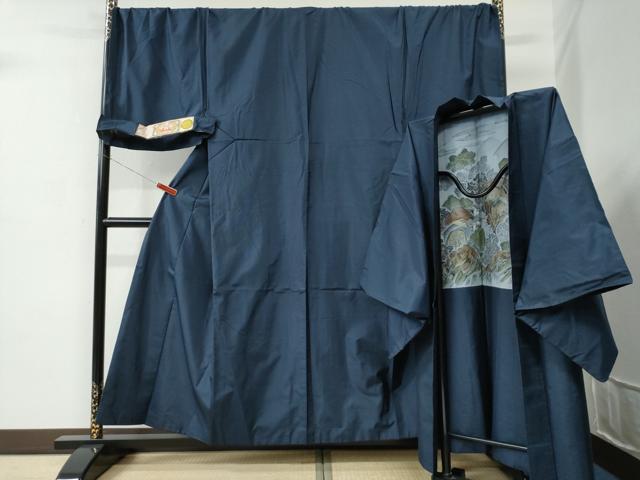 平和屋着物●男性　本場大島紬　アンサンブル　格子　永長織物謹製　証紙付き　キングサイズ　正絹　逸品　CABC7161yc