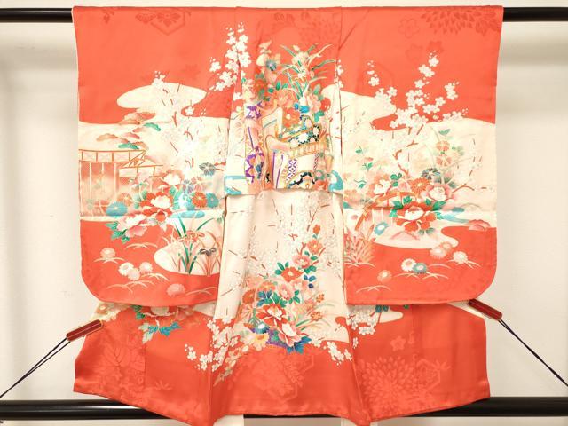 Rakuten - 平和屋着物[]七五三　女の子　3歳　祝着　三つ身　駒刺繍　御所車花文　金彩　逸品　DAAY3496ma