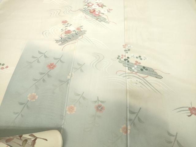 平和屋着物＊夏物 付下げ 反物 着尺 駒絽 駒刺繍 花筏 伊と幸 逸品 未使用 DABD8933zzz