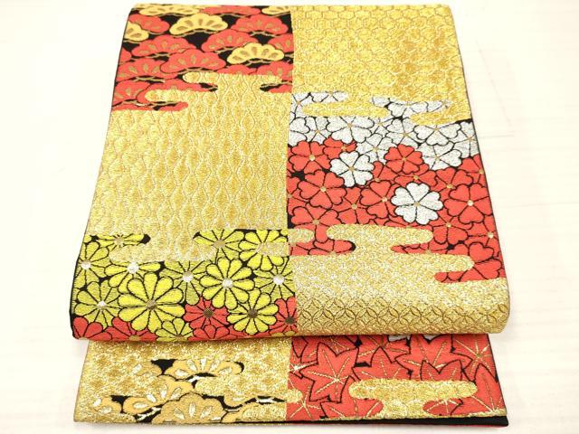 平和屋着物∵子供 女の子 全通柄袋帯 エ霞楓菊松文 金銀糸 逸品 DAAY3511ma