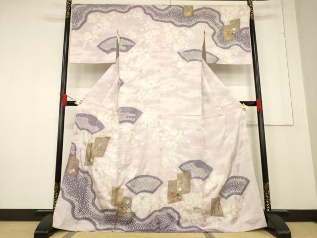 平和屋着物●訪問着　駒刺繍　絞り　色紙重ね花文　金彩　ますいわ屋扱い　正絹　逸品　AABF1333ck