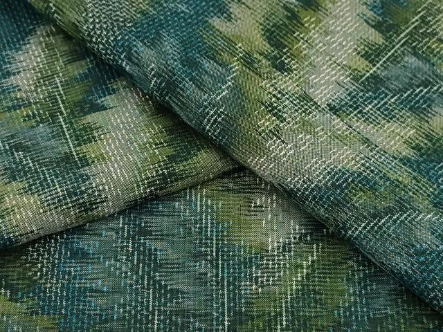 平和屋着物▽上質な紬　単衣　草木文　正絹　逸品　CAAT0764dy