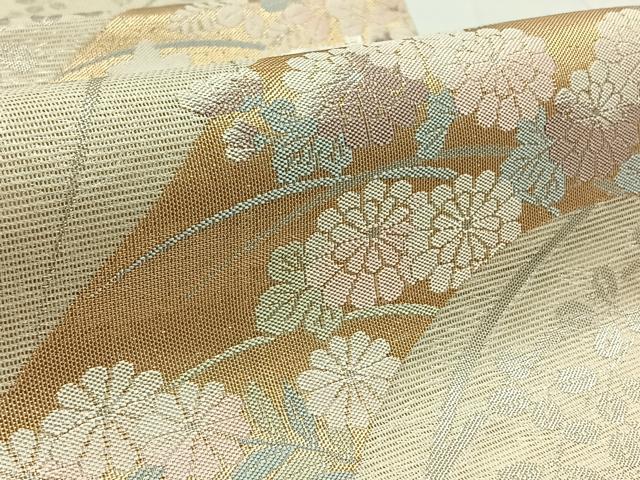 平和屋着物＊夏物　六通柄袋帯　流水花文　金銀糸　正絹　逸品　AAAX7601jh